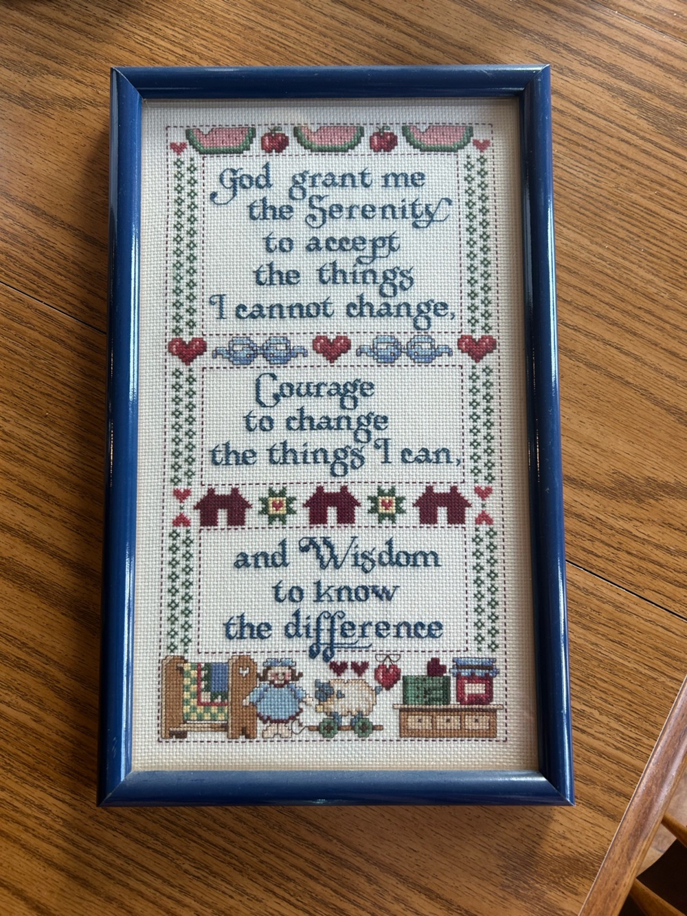 Vintage Serenity Prayer Cross Stitch Sampler